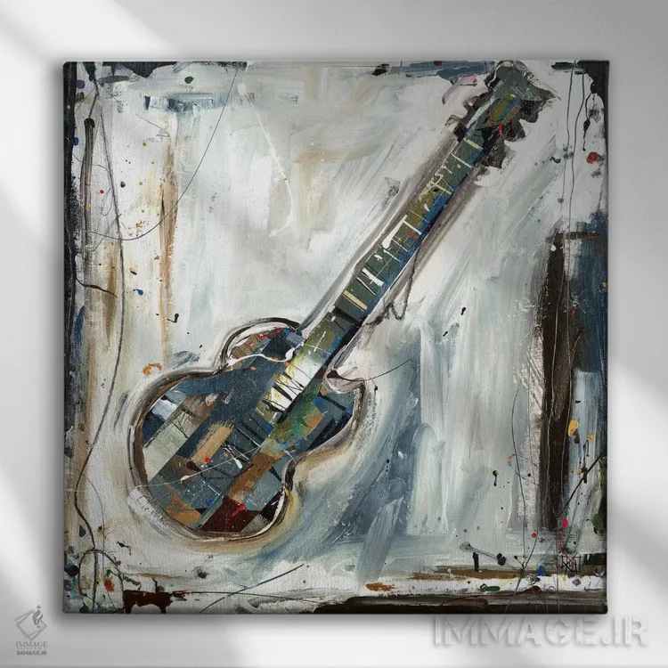 تابلو دکوراتیو نقش گیتار اثر کلسی هوchstatter - نمای روبهرو روی دیوار