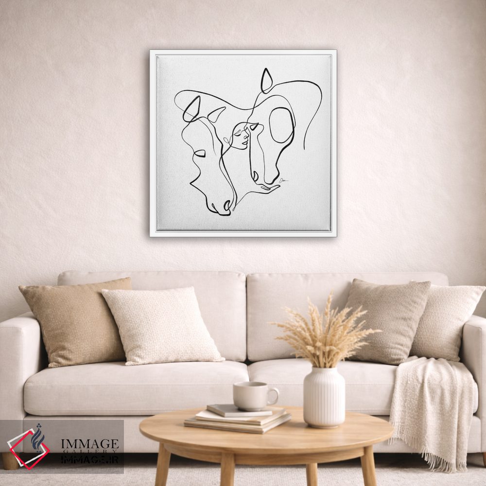 تابلو مینیمال اسب شماره ۱۳ / طراحی اسب با یک خط اثر باور کی - D2W