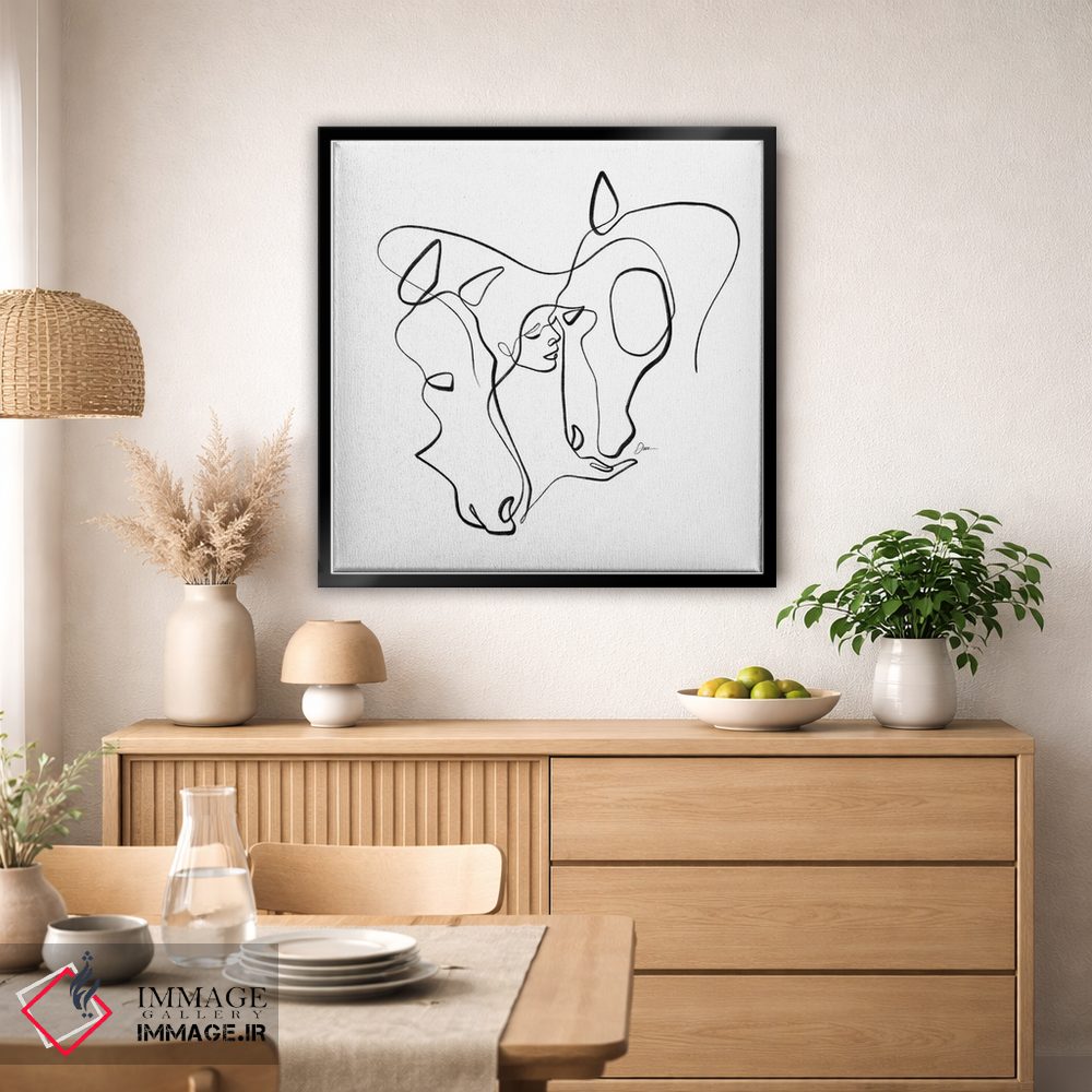 تابلو مینیمال اسب شماره ۱۳ / طراحی اسب با یک خط اثر باور کی - D5B