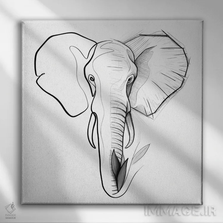 تابلو مینیمال فیل متفاوت اثر باور کی - نمای روبهرو روی دیوار