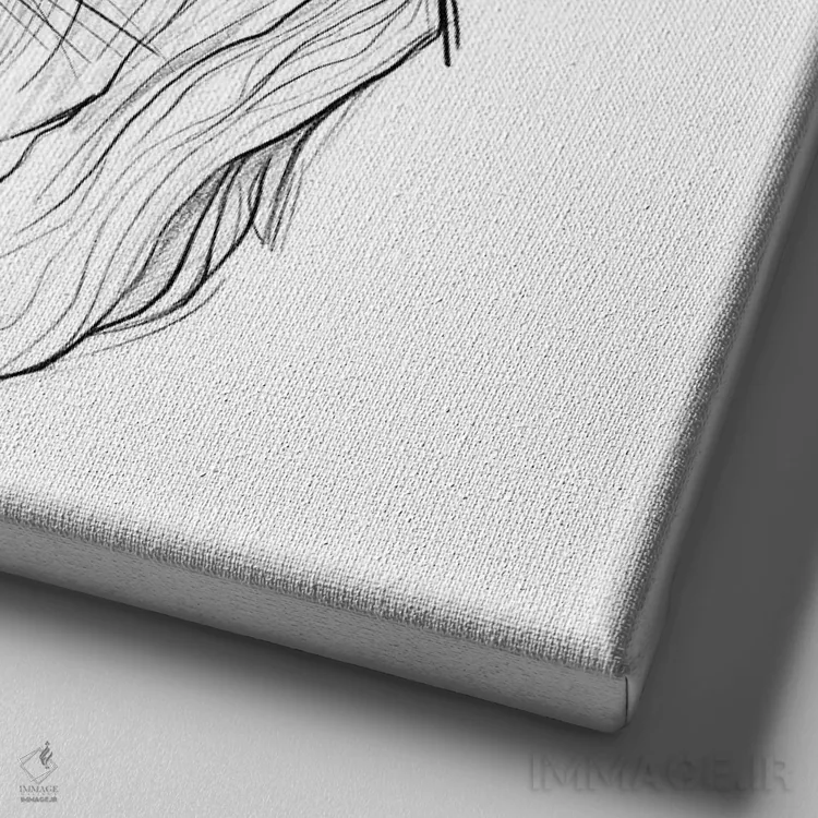 تابلو مینیمال شیر متفاوت اثر باور کی - نمای نزدیک بافت بوم