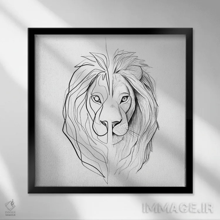 تابلو مینیمال شیر متفاوت اثر باور کی - نمای قابدار مشکی