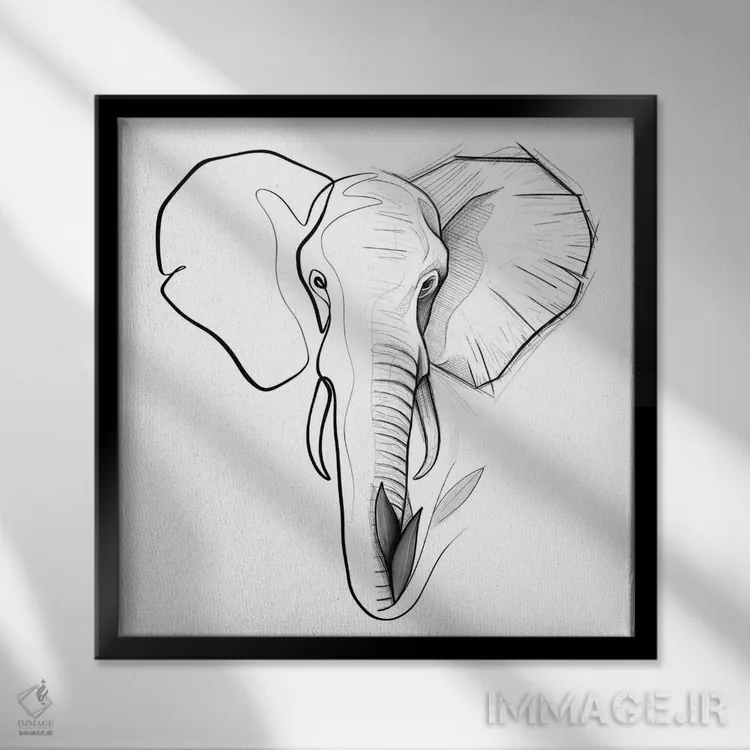 تابلو مینیمال فیل متفاوت اثر باور کی - نمای قابدار مشکی