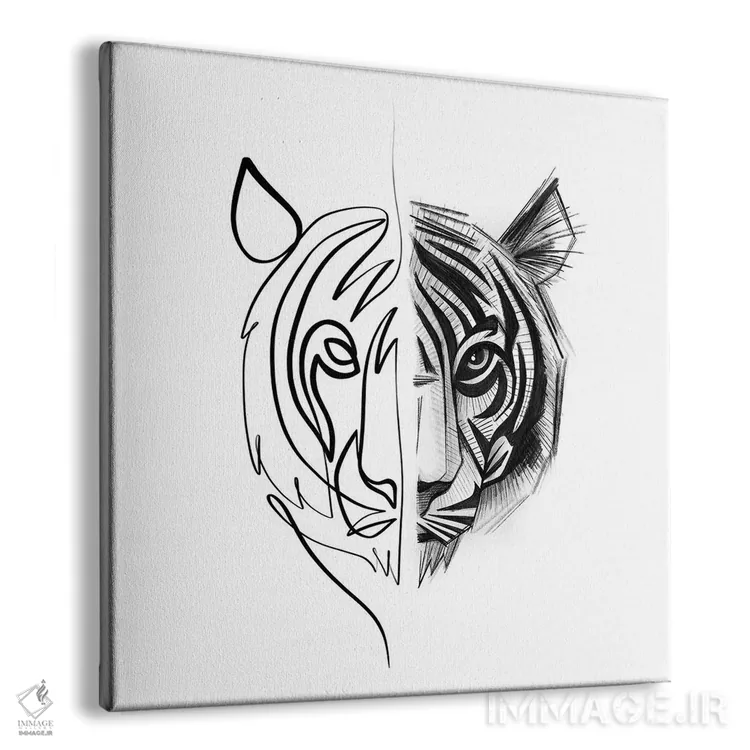 تابلو مینیمال ببر متفاوت اثر باور کی - نمای پرسپکتیو محصول