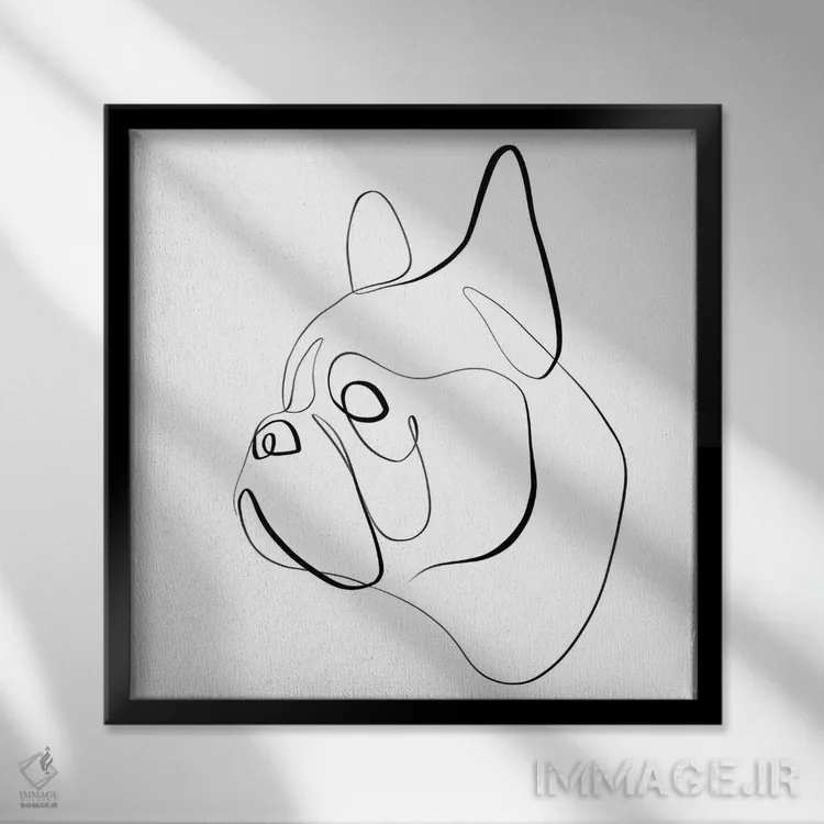 تابلو مینیمال بولداگ فرانسوی I اثر باور کی - نمای قابدار مشکی