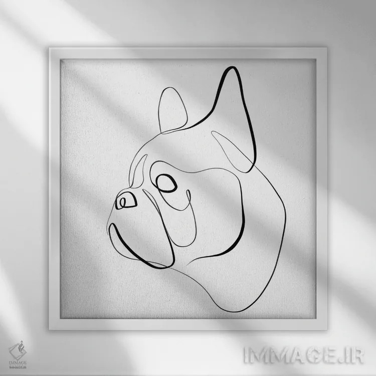 تابلو مینیمال بولداگ فرانسوی I اثر باور کی - نمای قابدار سفید
