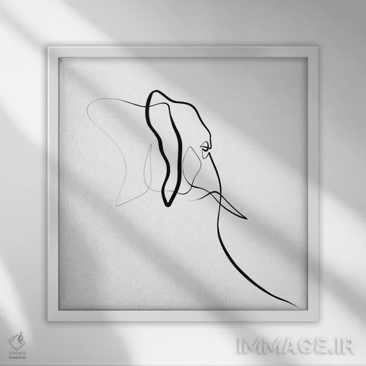 تابلو مینیمال فیل I اثر باور کی - نمای قابدار سفید