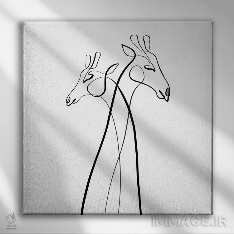 تابلو مینیمال زرافه اثر باور کی - نمای روبهرو روی دیوار