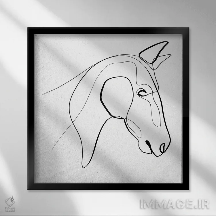 تابلو مینیمال اسب I اثر باور کی - نمای قابدار مشکی