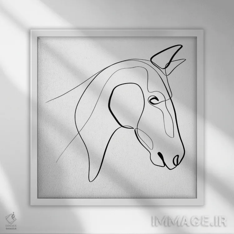 تابلو مینیمال اسب I اثر باور کی - نمای قابدار سفید