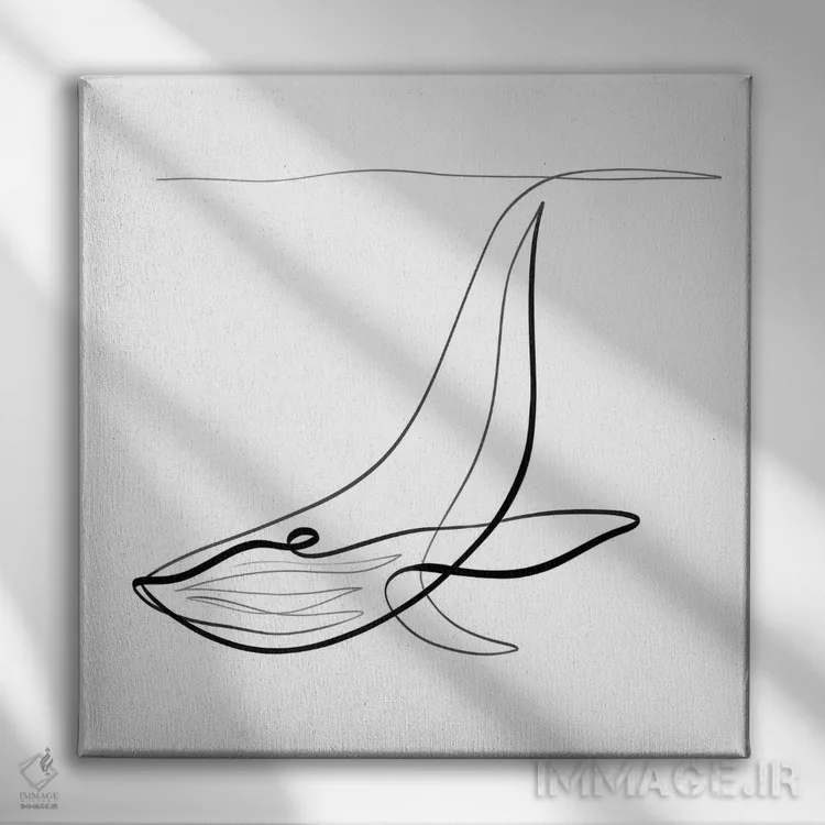 تابلو مینیمال نهنگ گوژپشت I اثر باور کی - نمای روبهرو روی دیوار