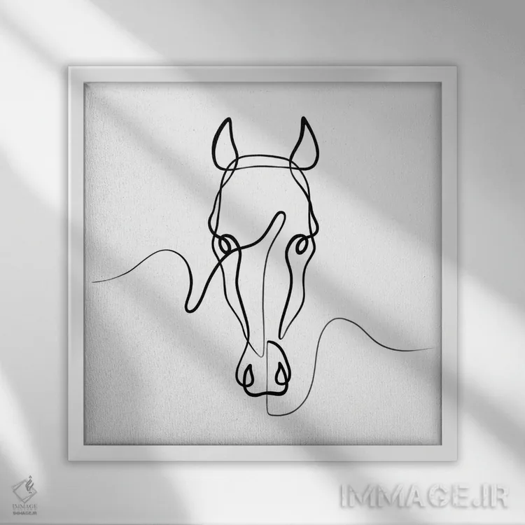 تابلو مینیمال اسب II اثر باور کی - نمای قابدار سفید