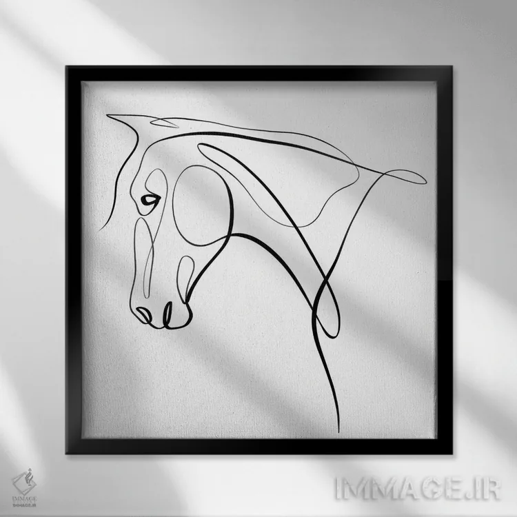 تابلو مینیمال اسب III اثر باور کی - نمای قابدار مشکی