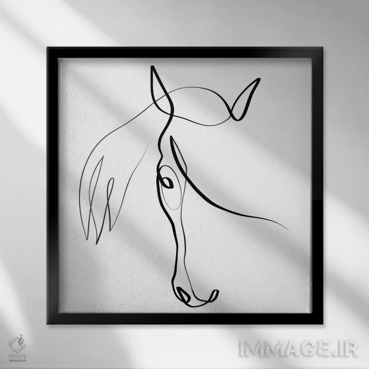 تابلو مینیمال اسب IV اثر باور کی - نمای قابدار مشکی
