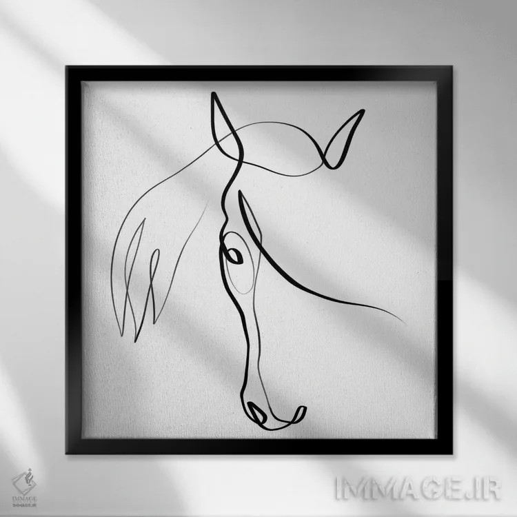تابلو مینیمال اسب IV اثر باور کی - نمای قابدار مشکی