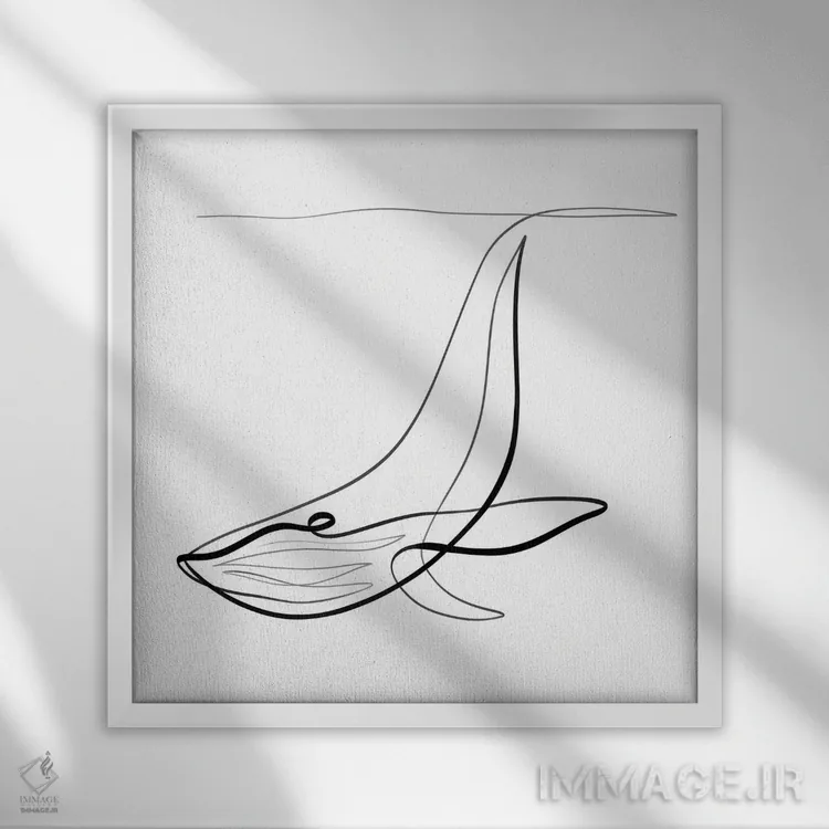 تابلو مینیمال نهنگ گوژپشت I اثر باور کی - نمای قابدار سفید