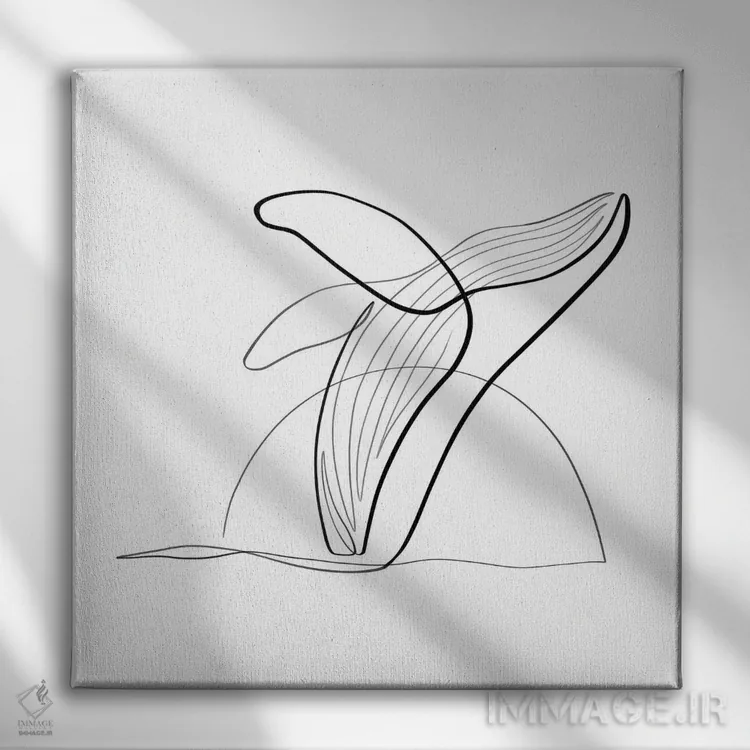 تابلو مینیمال نهنگ گوژپشت II اثر باور کی - نمای روبهرو روی دیوار