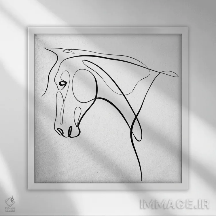 تابلو مینیمال اسب III اثر باور کی - نمای قابدار سفید