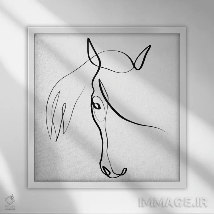تابلو مینیمال اسب IV اثر باور کی - نمای قابدار سفید