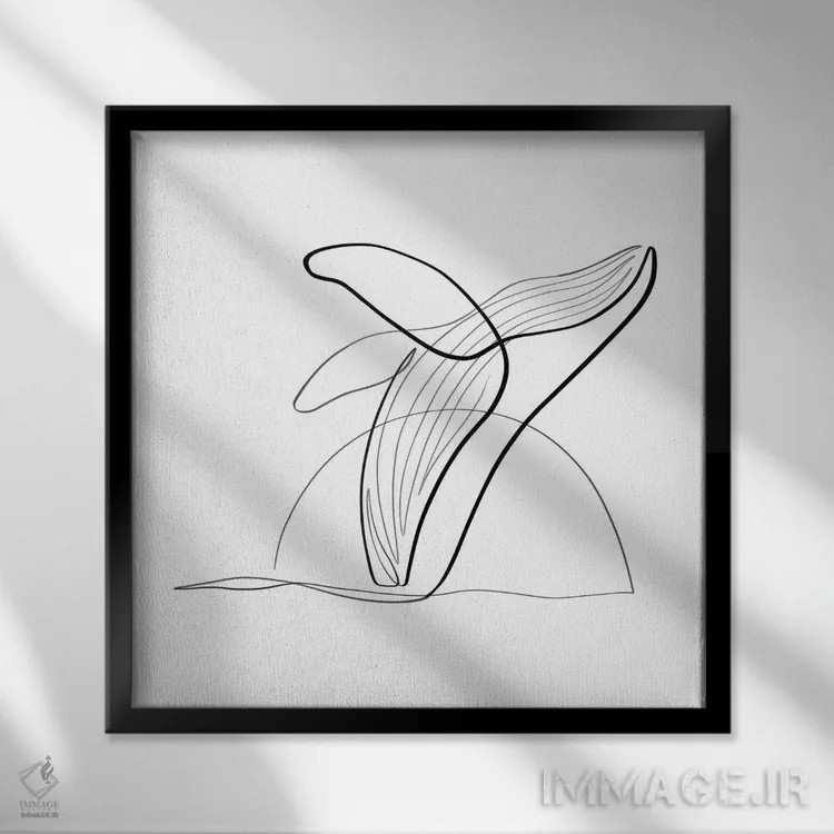 تابلو مینیمال نهنگ گوژپشت II اثر باور کی - نمای قابدار مشکی