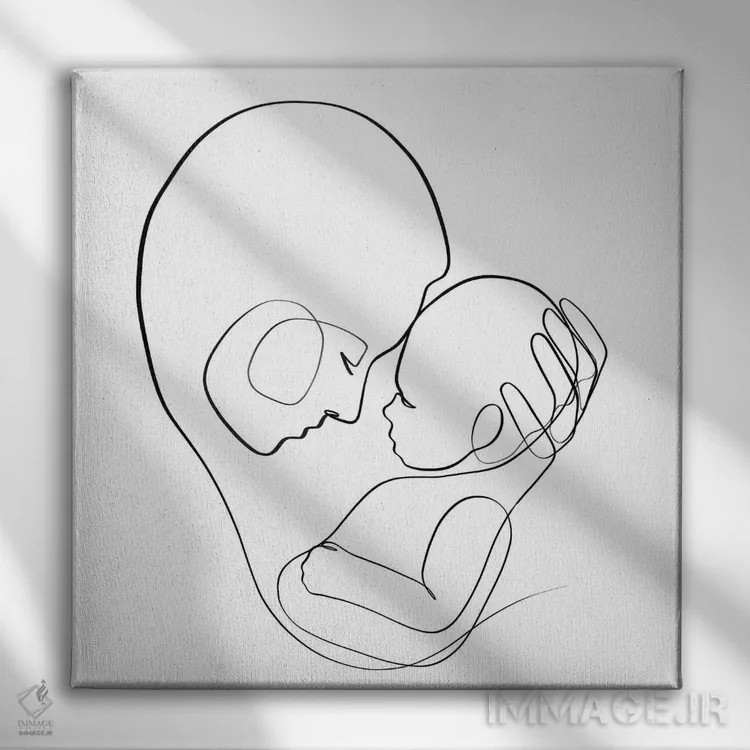 تابلو مینیمال مادر و فرزند اثر باور کی - نمای روبهرو روی دیوار