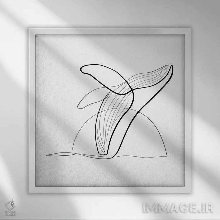 تابلو مینیمال نهنگ گوژپشت II اثر باور کی - نمای قابدار سفید