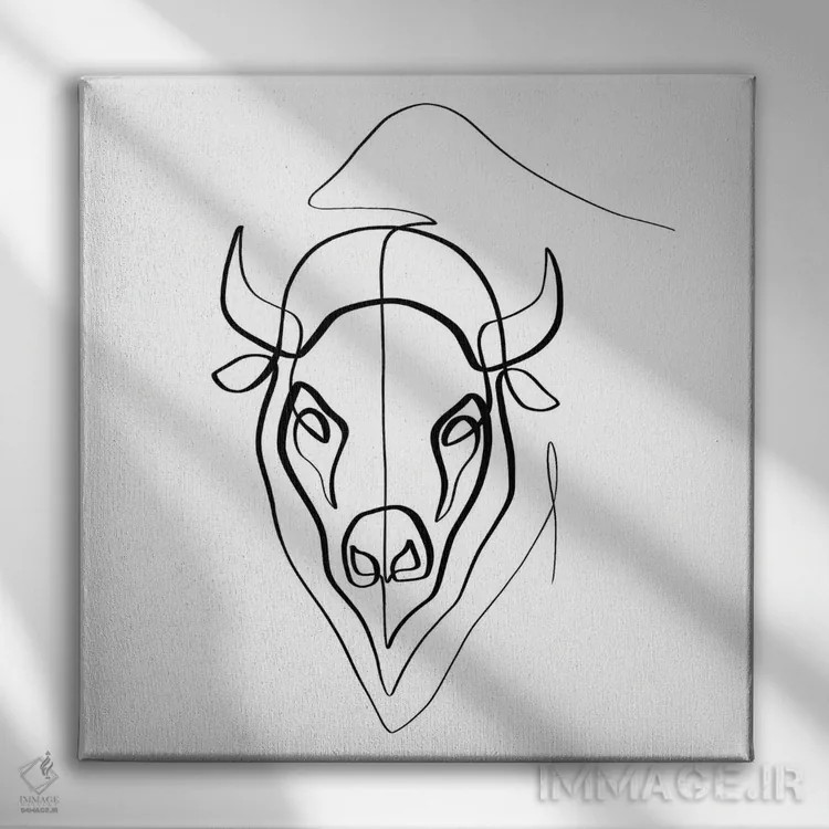 تابلو مینیمال بایسون اثر باور کی - نمای روبهرو روی دیوار