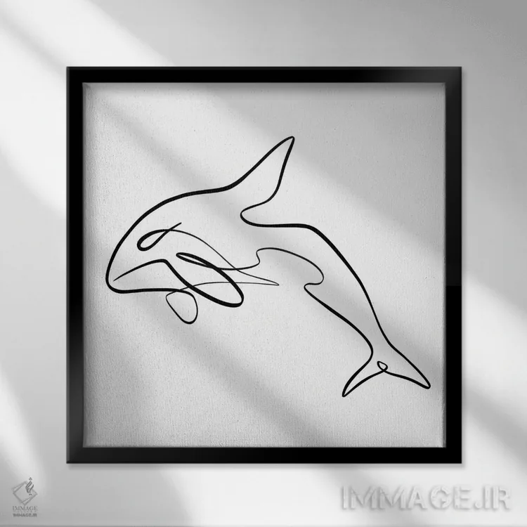 تابلو مینیمال نهنگ قاتل I اثر باور کی - نمای قابدار مشکی