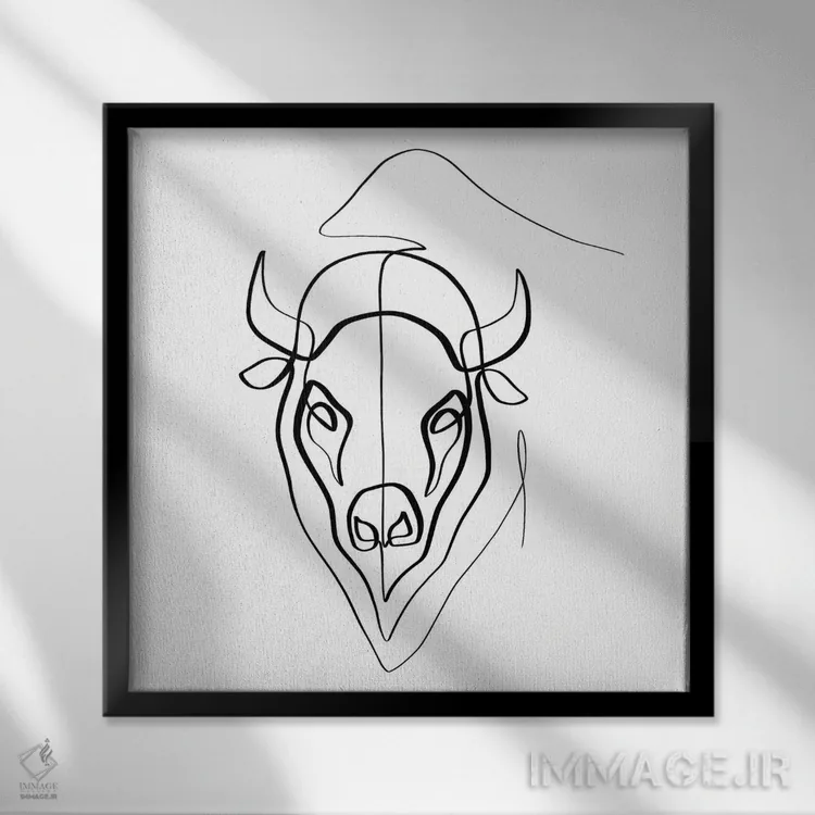 تابلو مینیمال بایسون اثر باور کی - نمای قابدار مشکی