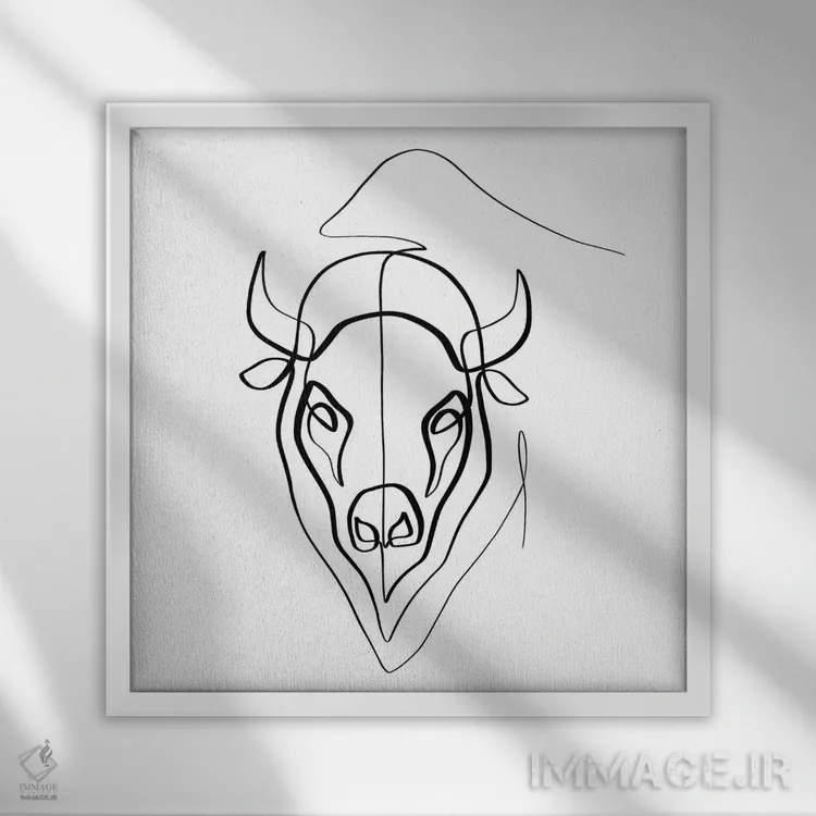 تابلو مینیمال بایسون اثر باور کی - نمای قابدار سفید