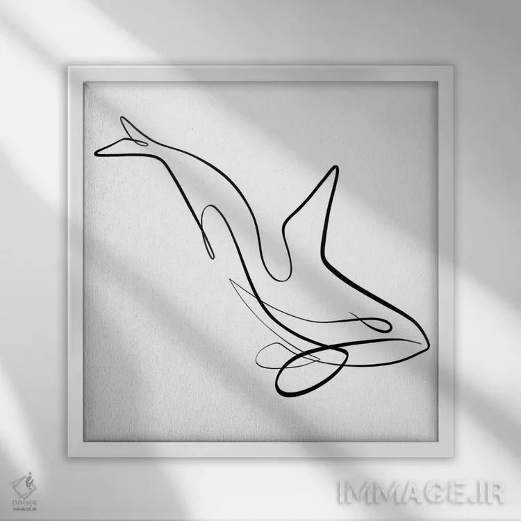 تابلو مینیمال نهنگ قاتل II اثر باور کی - نمای قابدار سفید