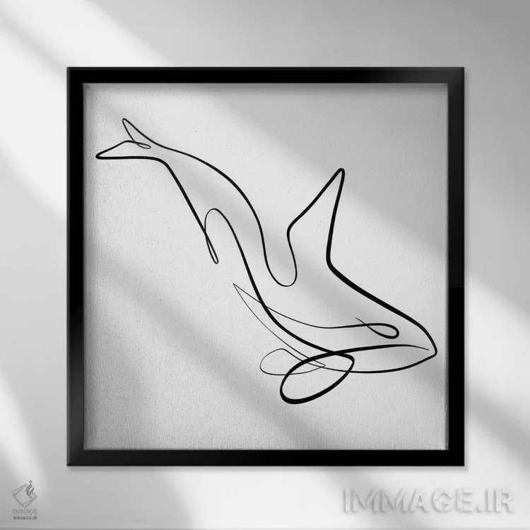 تابلو مینیمال نهنگ قاتل II اثر باور کی - نمای قابدار مشکی