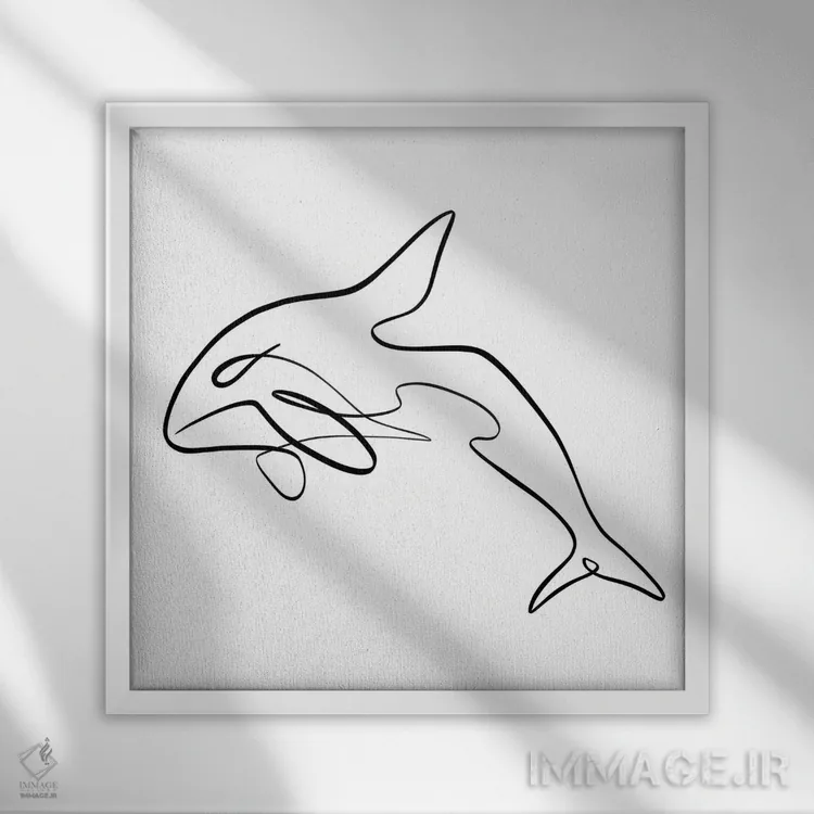 تابلو مینیمال نهنگ قاتل I اثر باور کی - نمای قابدار سفید