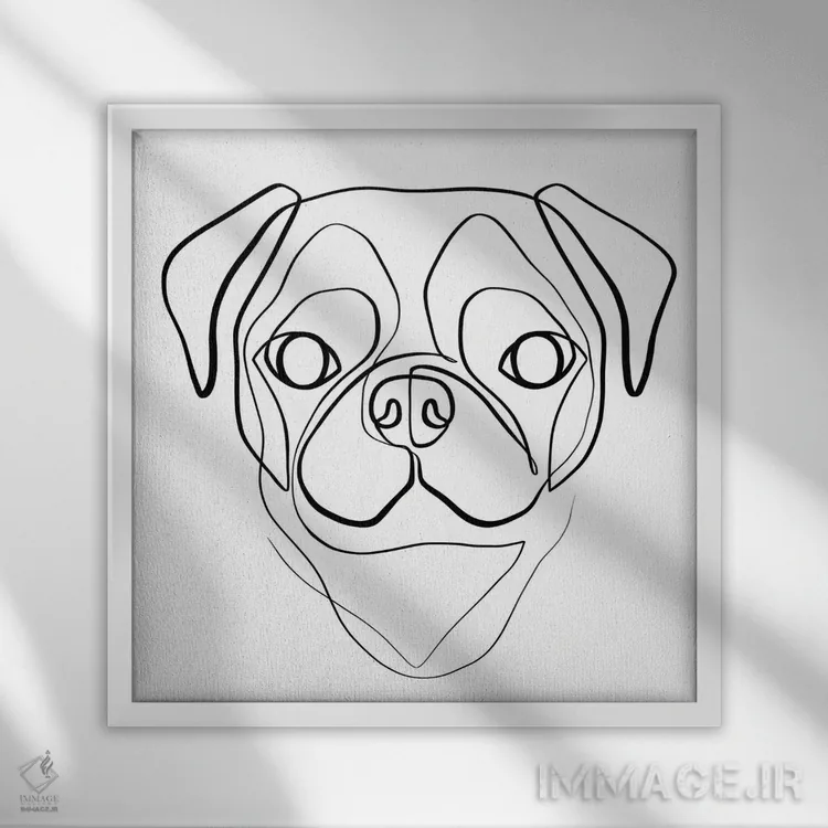 تابلو مینیمال پاگ اثر باور کی - نمای قابدار سفید