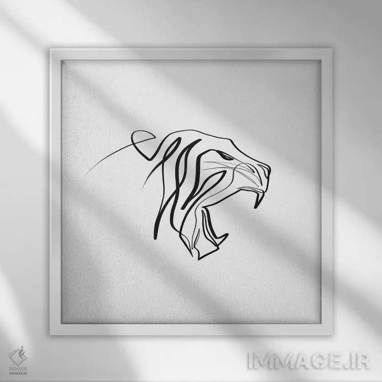 تابلو مینیمال ببر اثر باور کی - نمای قابدار سفید