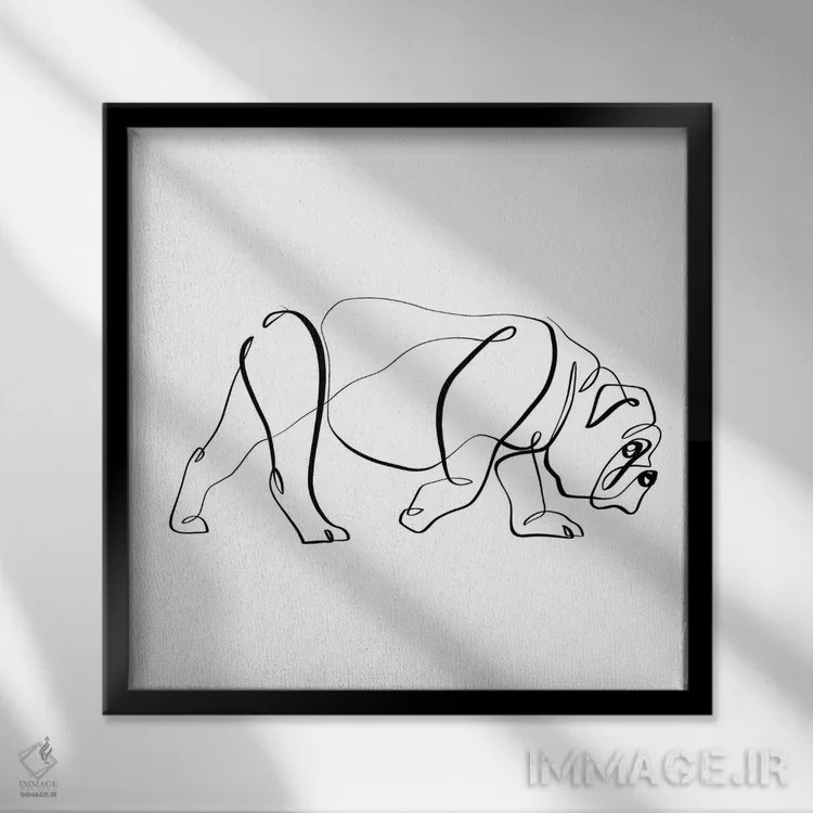 تابلو مینیمال بولداگ I اثر باور کی - نمای قابدار مشکی