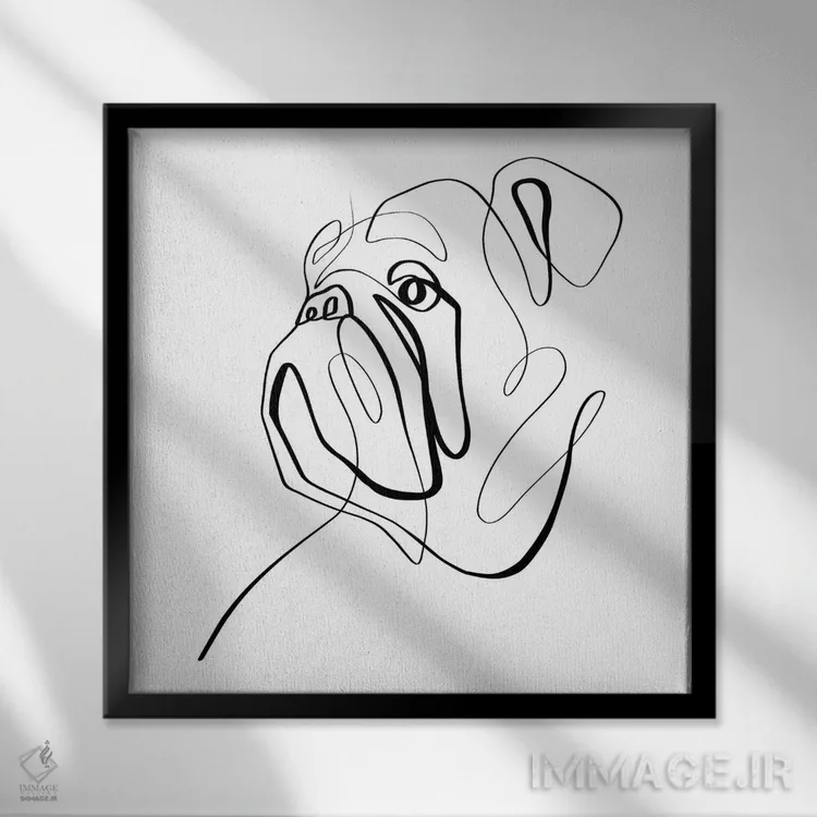 تابلو مینیمال بولداگ ۲ اثر باور کی - نمای قابدار مشکی