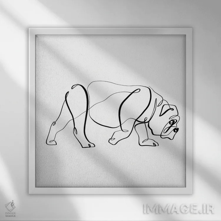 تابلو مینیمال بولداگ I اثر باور کی - نمای قابدار سفید