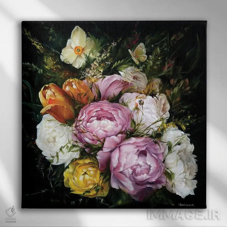تابلو دکوراتیو گل ها اثر کایرا بالان - نمای روبهرو روی دیوار