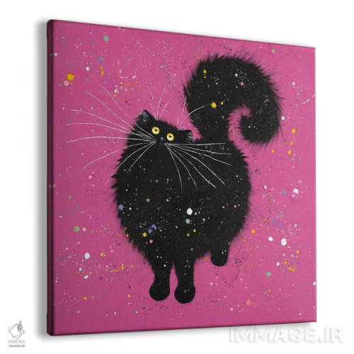 تابلو دکوراتیو گربه سیاه و صورتی فوق العاده اثر کیم هاسکینز - نمای پرسپکتیو محصول