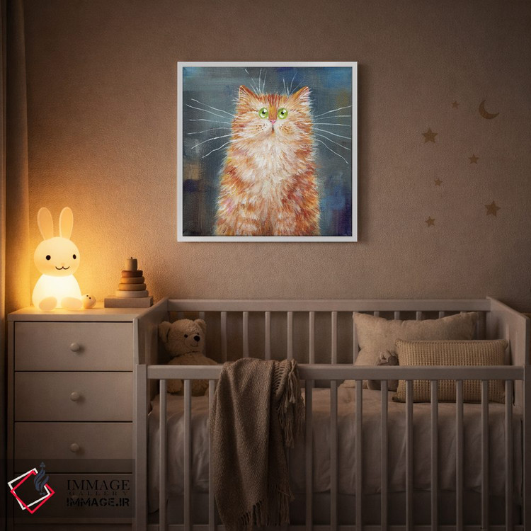 تابلو دکوراتیو گربه نارنجی روی جین اثر کیم هاسکینز - D3W