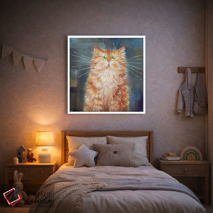 تابلو دکوراتیو گربه نارنجی روی جین اثر کیم هاسکینز - D1W