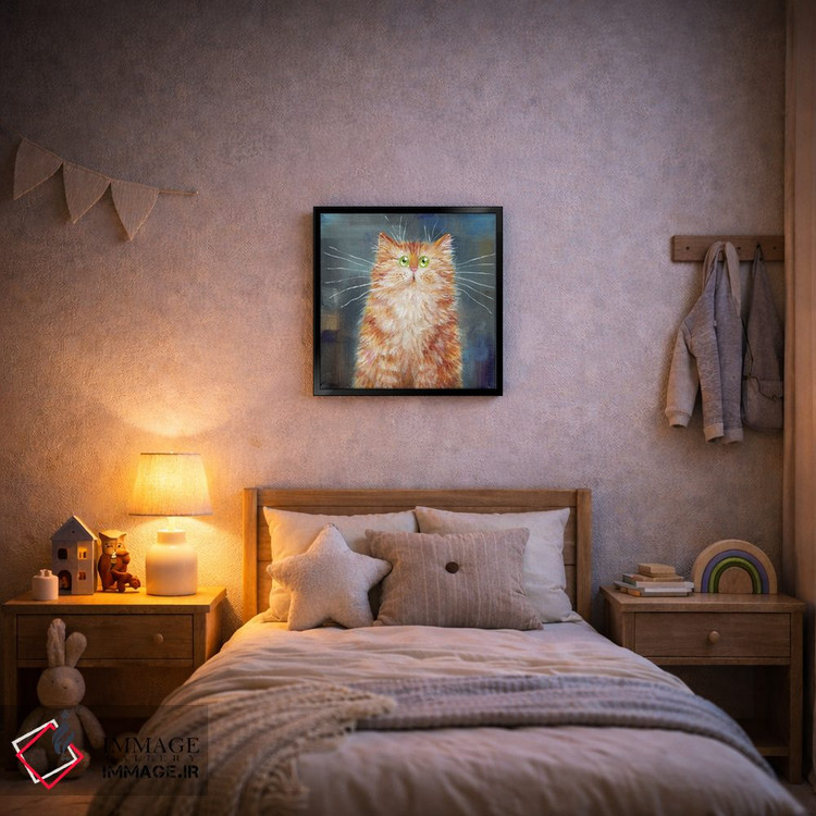 تابلو دکوراتیو گربه نارنجی روی جین اثر کیم هاسکینز - D6B