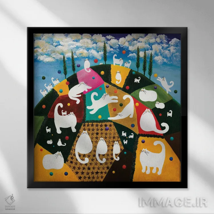 تابلو دکوراتیو تپه بهشتی اثر کیم هاسکینز - نمای قابدار مشکی