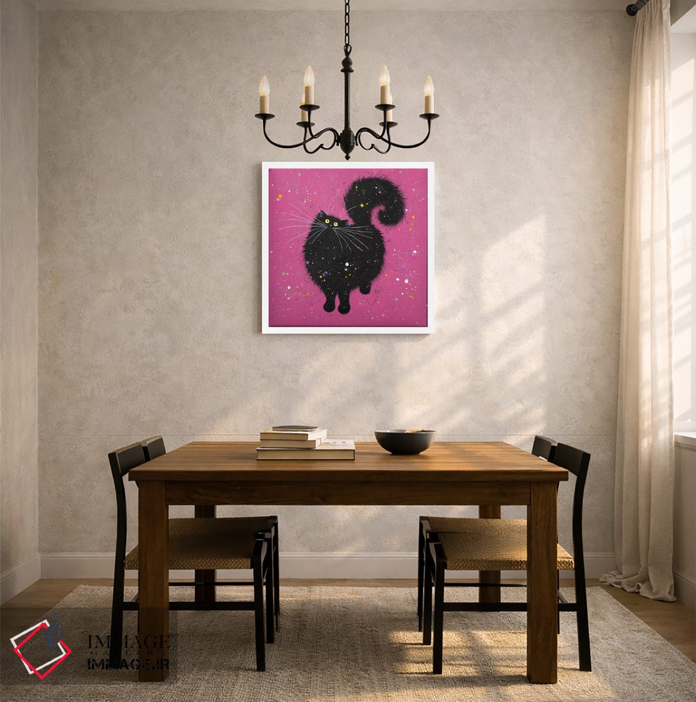 تابلو دکوراتیو گربه سیاه و صورتی فوق العاده اثر کیم هاسکینز - D5W
