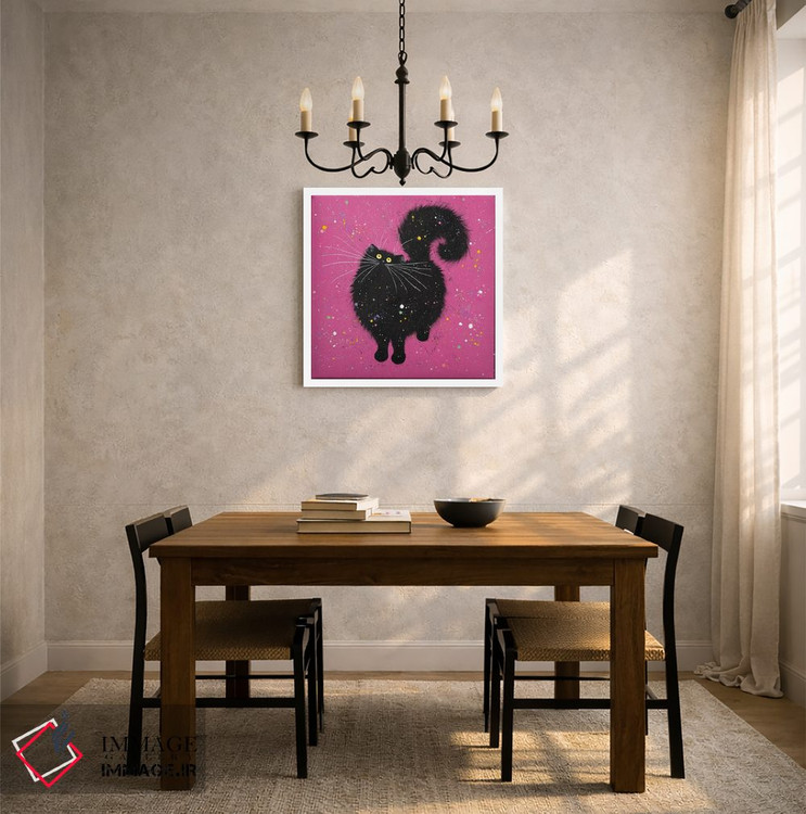 تابلو دکوراتیو گربه سیاه و صورتی فوق العاده اثر کیم هاسکینز - D5W