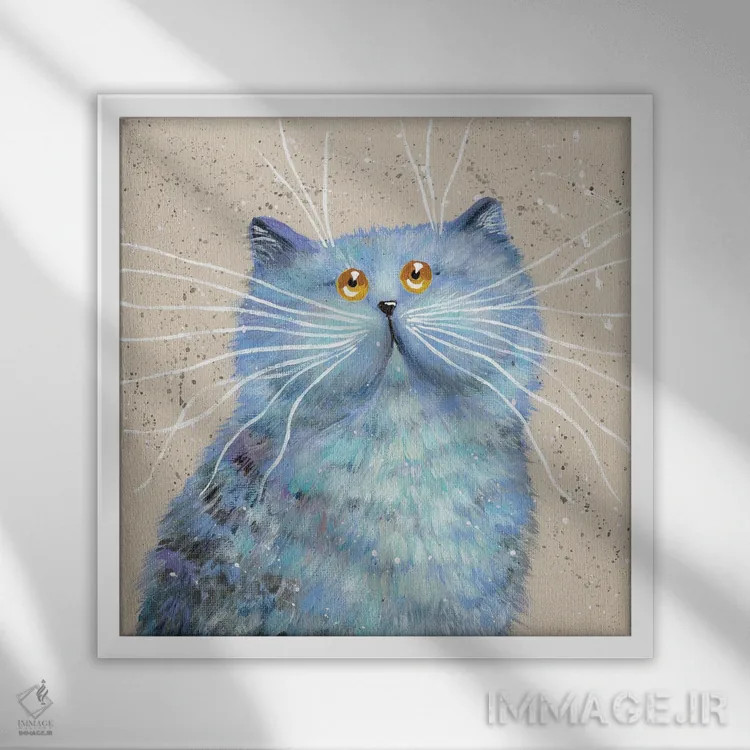 تابلو دکوراتیو آبی اثر کیم هاسکینز - نمای قابدار سفید