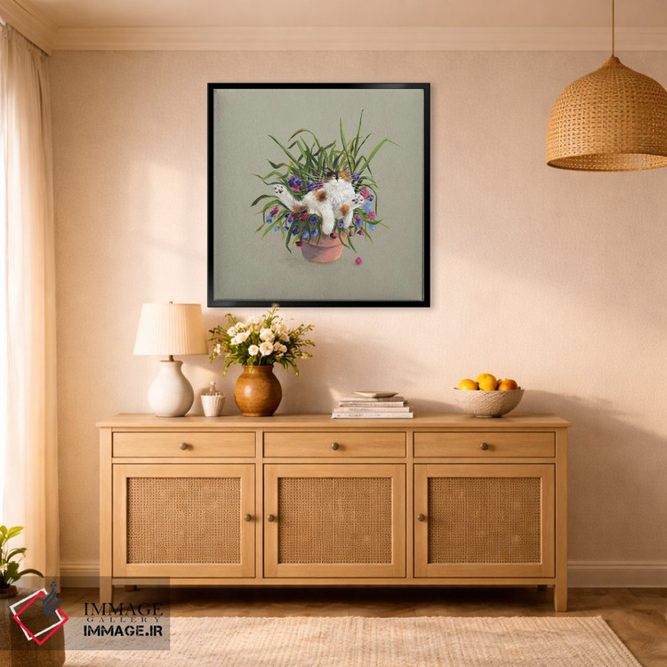 تابلو دکوراتیو تخت گلدانی اثر کیم هاسکینز - D2B