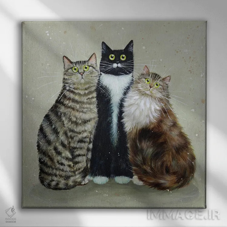 تابلو دکوراتیو آلفرد، باگزی و تیلی اثر کیم هاسکینز - نمای روبهرو روی دیوار