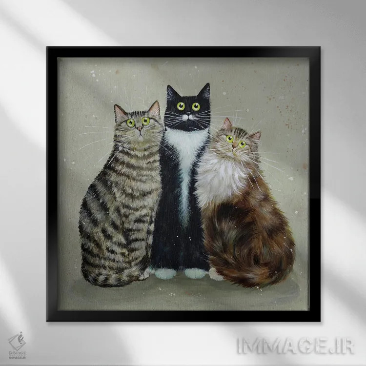 تابلو دکوراتیو آلفرد، باگزی و تیلی اثر کیم هاسکینز - نمای قابدار مشکی